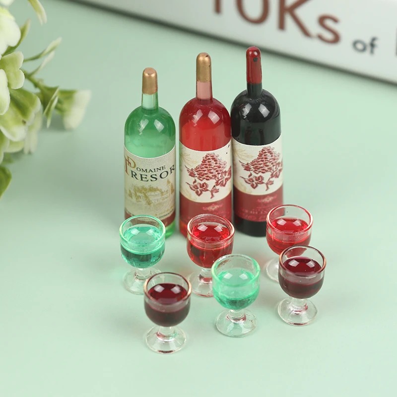 Taste Wine Beer Kitchen - 1 Zestaw 1/12 Miniaturowe butelki wina