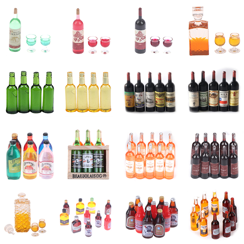 Taste Wine Beer Kitchen - 1 zestaw 1/12 miniaturowe butelki wina